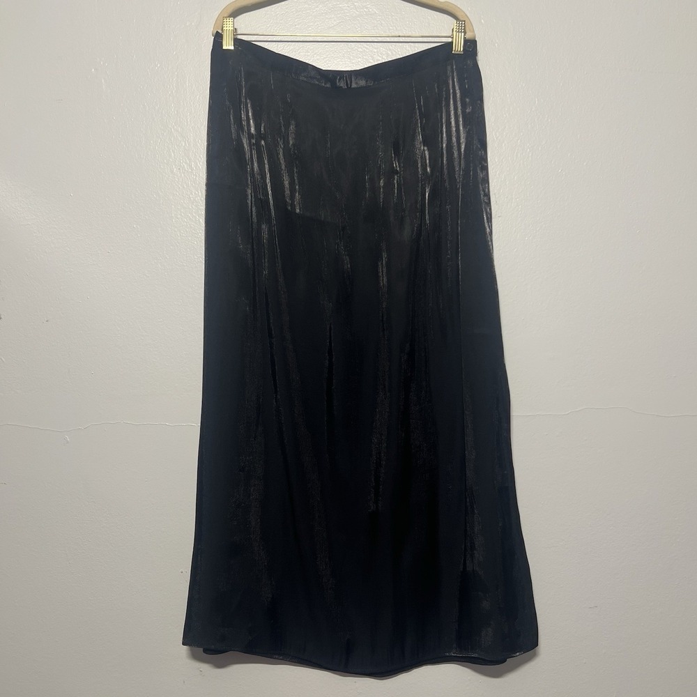 David‎ Paul New York Vintage A-line Skirt Deep Side Slit Metallic Irridiscent 10